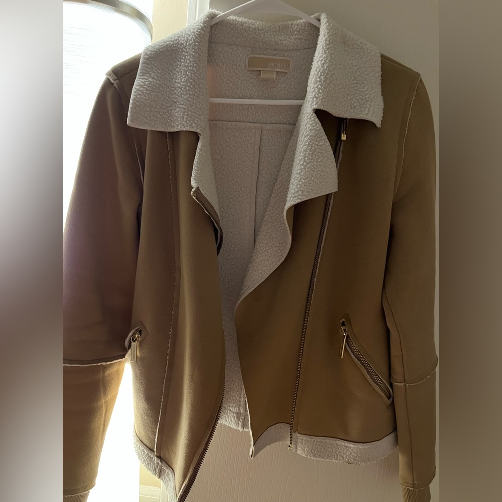 Michael Kors Tan Sherpa Lined Jacket